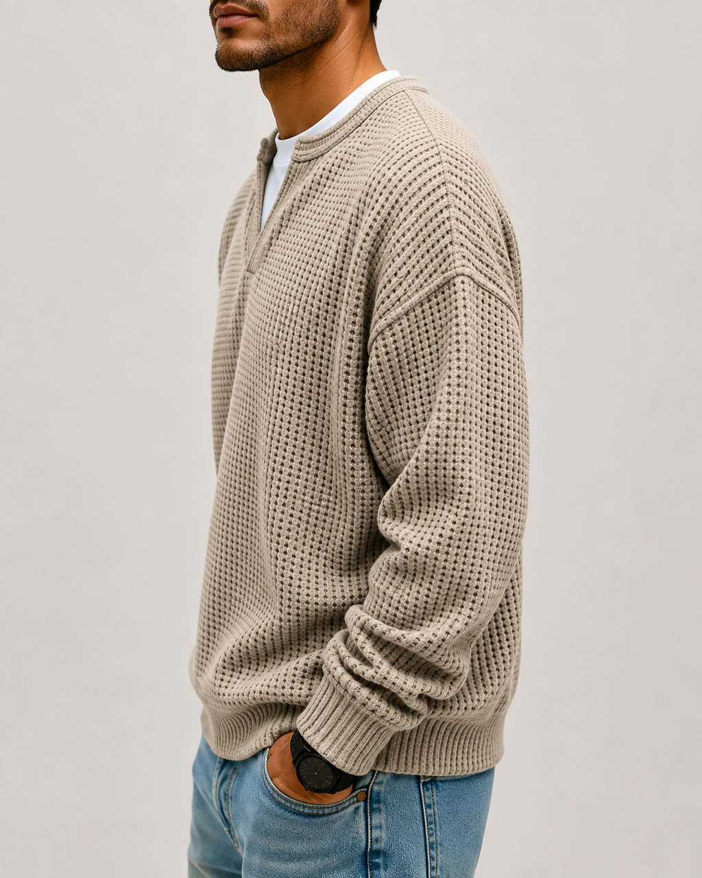 Camiseta cómoda de tejido gofrado con capas