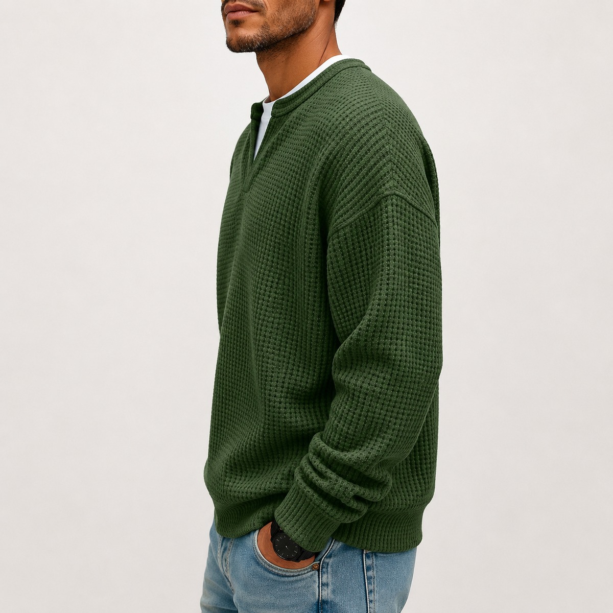 Camiseta cómoda de tejido gofrado con capas