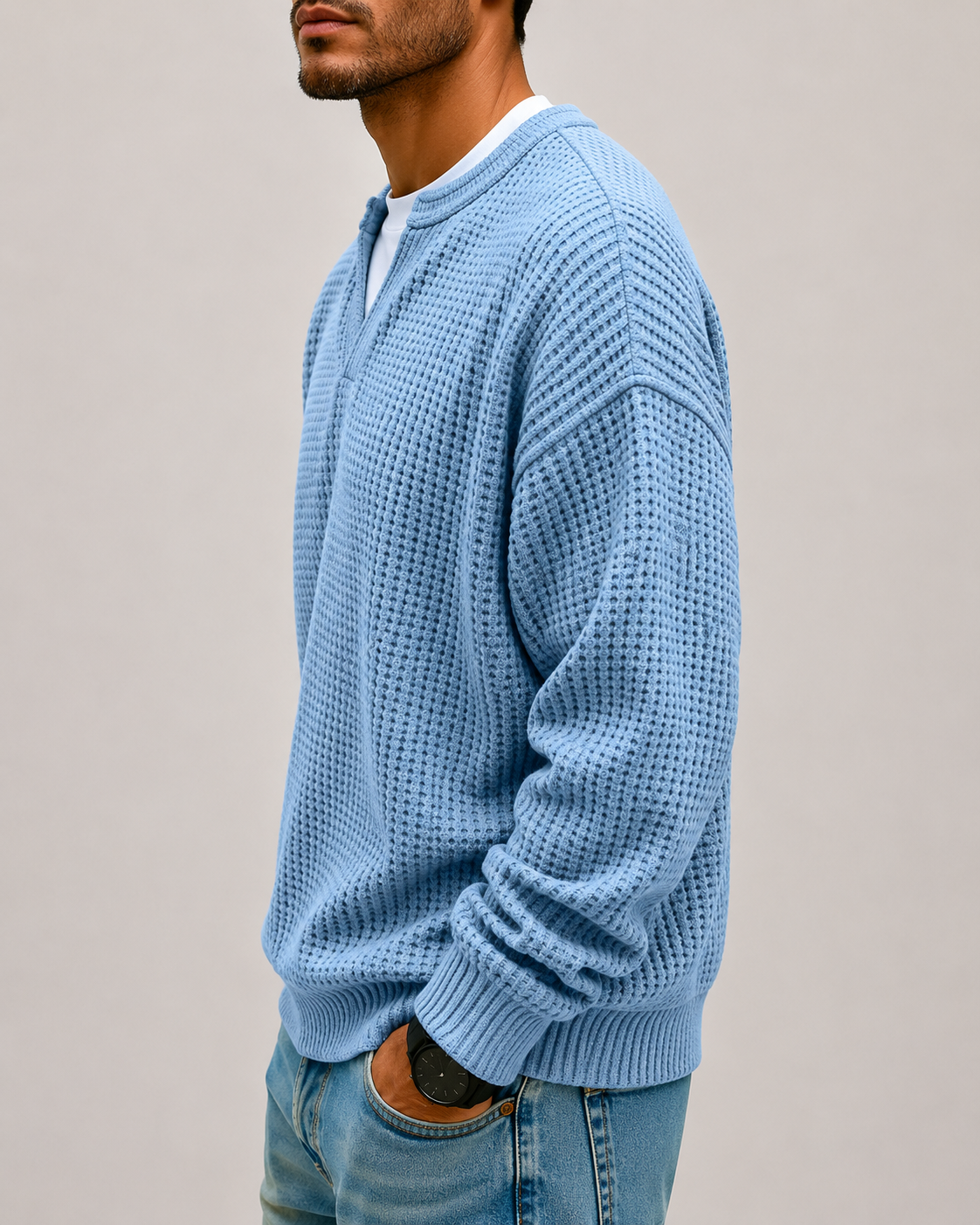 Camiseta cómoda de tejido gofrado con capas
