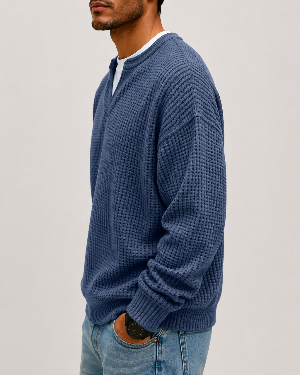 Camiseta cómoda de tejido gofrado con capas
