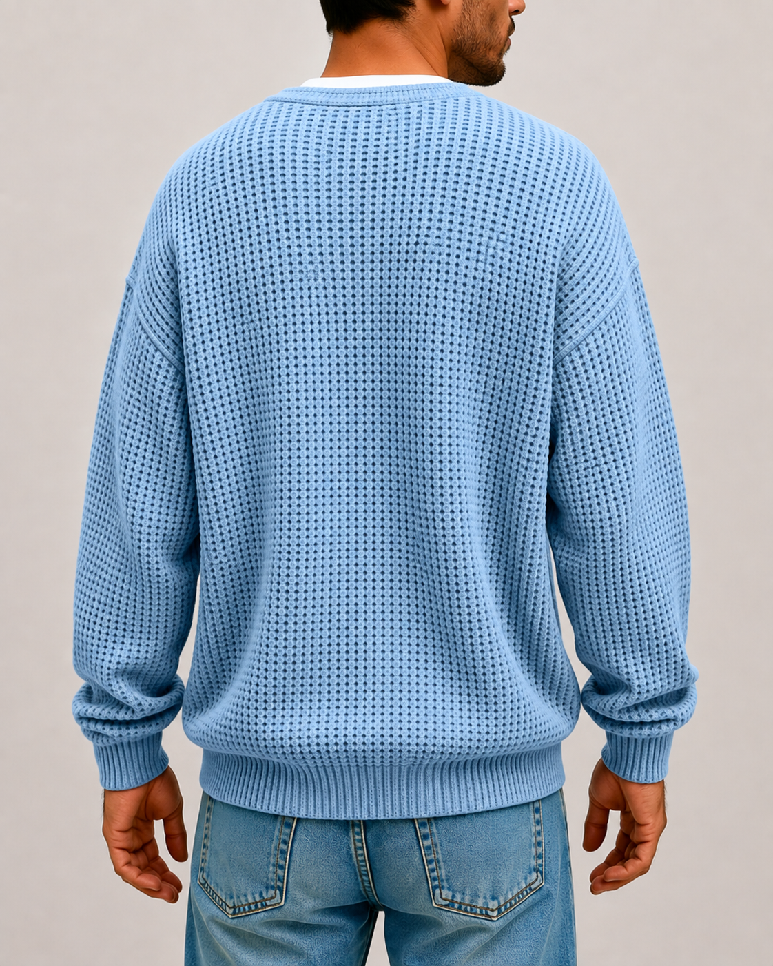 Camiseta cómoda de tejido gofrado con capas