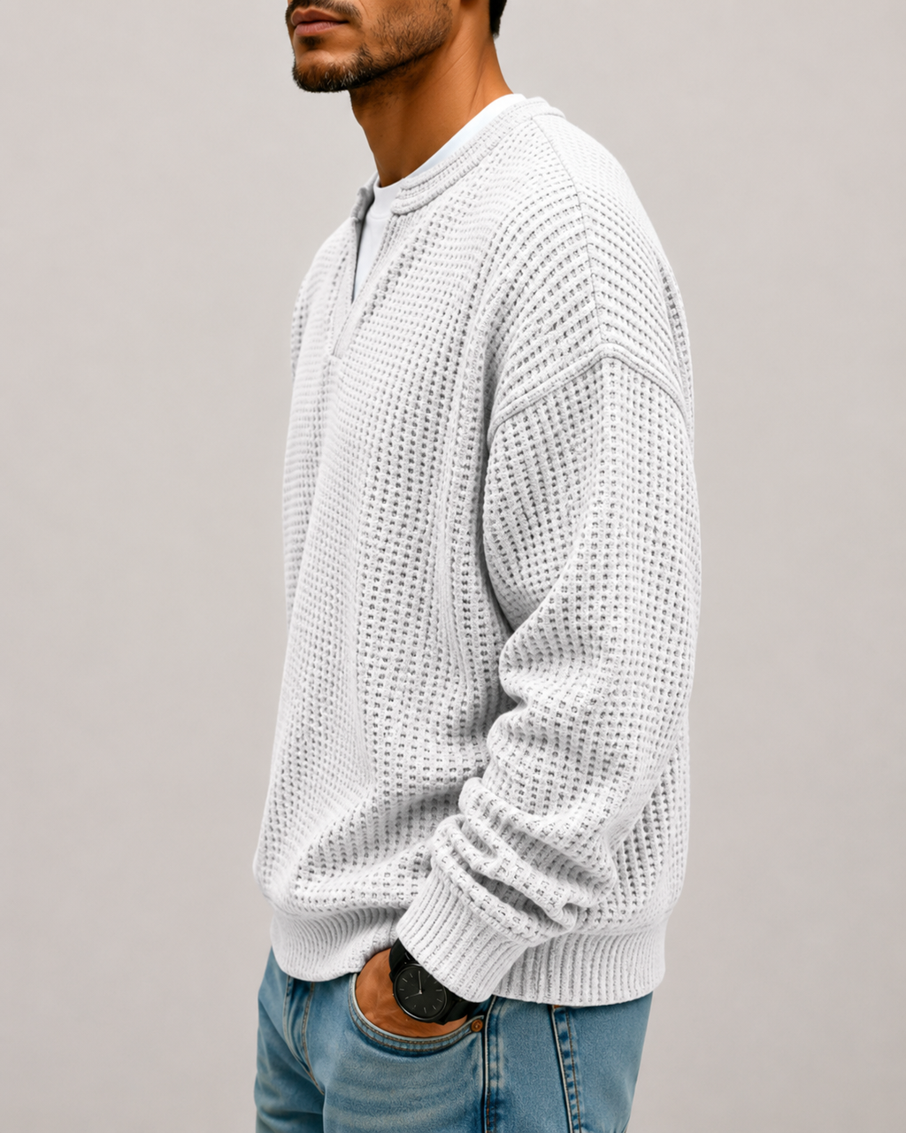 Camiseta cómoda de tejido gofrado con capas
