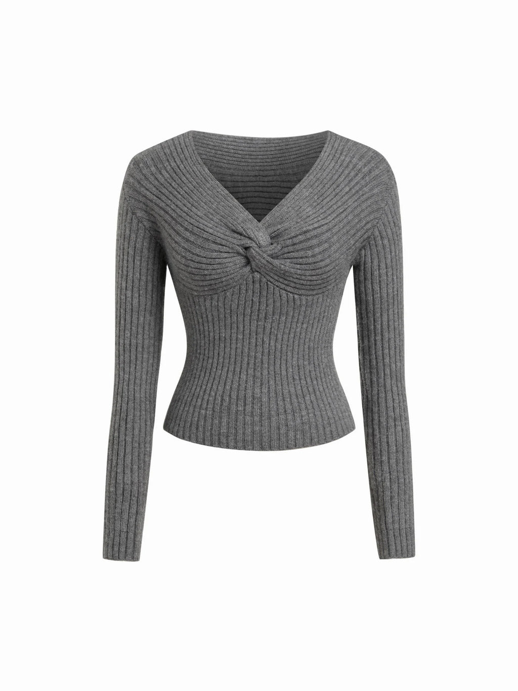 Knit V-neck Long Sleeve Twist Top