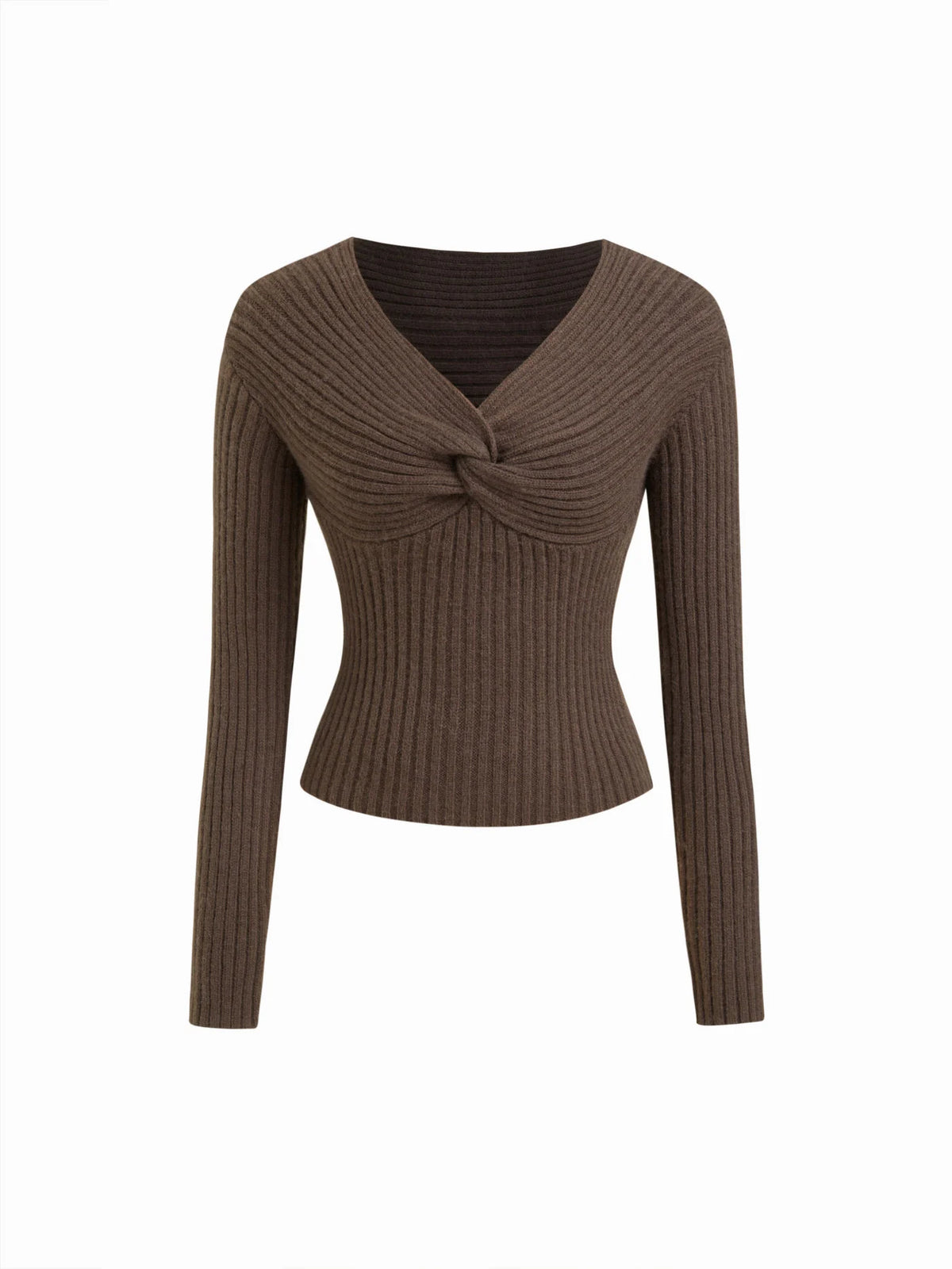 Knit V-neck Long Sleeve Twist Top