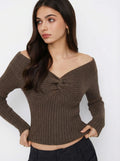 Knit V-neck Long Sleeve Twist Top