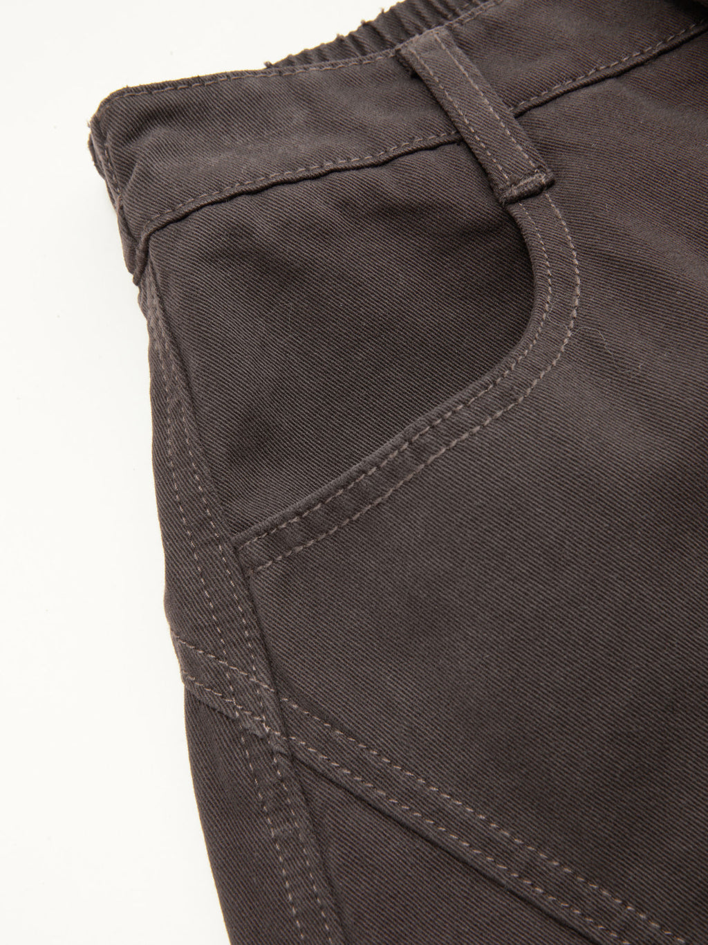 Cotton-blend Mid Rise Pocket Barrel-leg Trousers