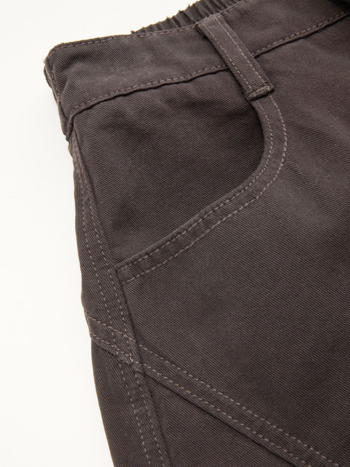 Cotton-blend Mid Rise Pocket Barrel-leg Trousers