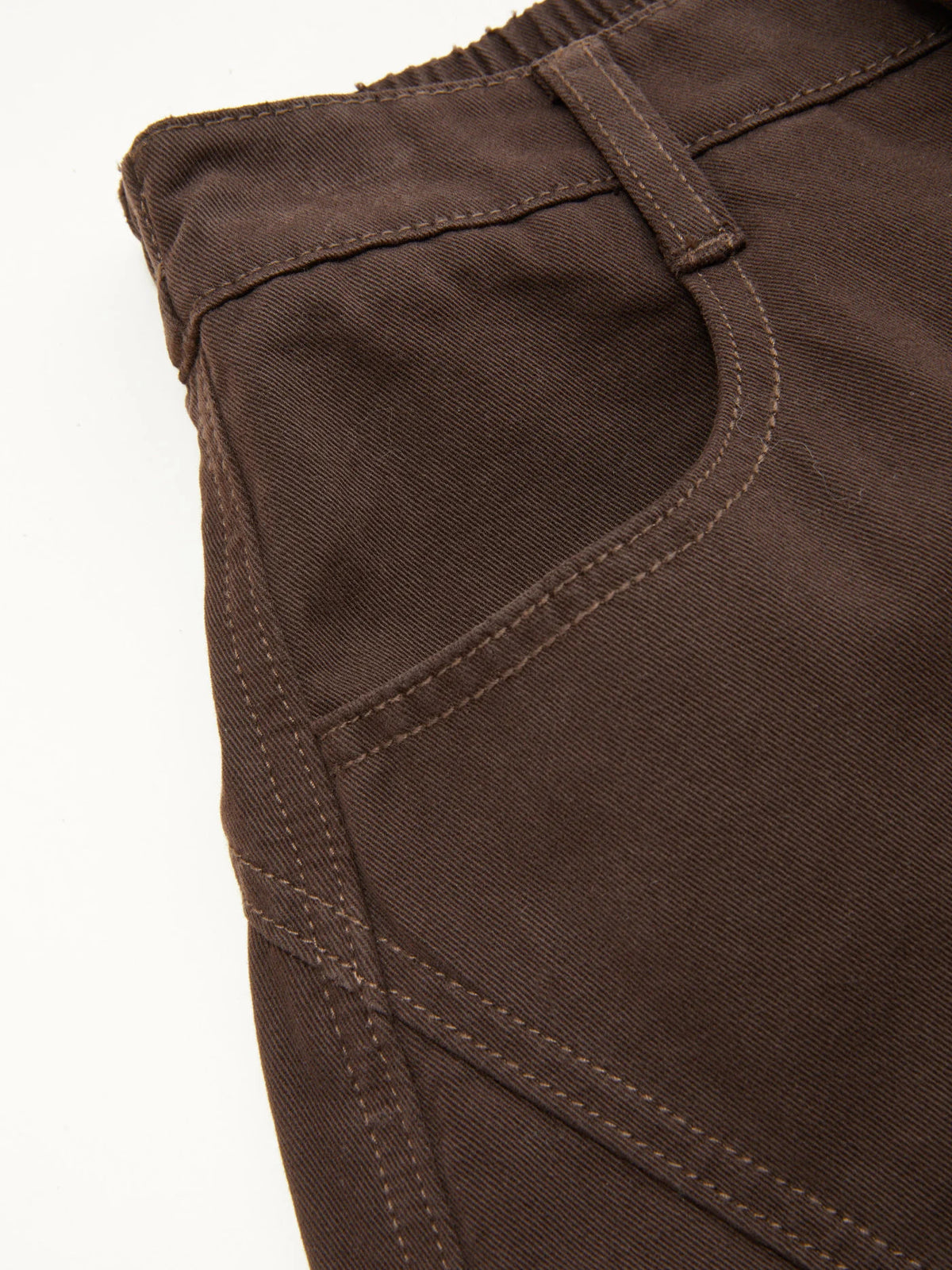 Cotton-blend Mid Rise Pocket Barrel-leg Trousers