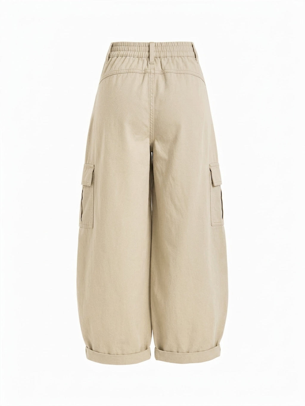 Cotton-blend Mid Rise Pocket Barrel-leg Trousers