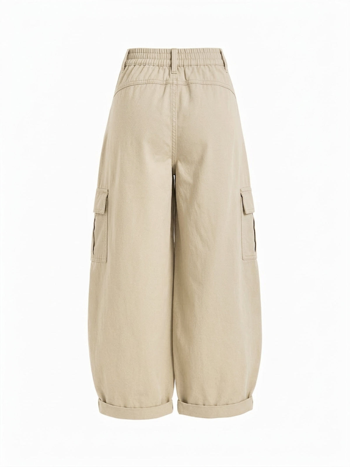 Cotton-blend Mid Rise Pocket Barrel-leg Trousers