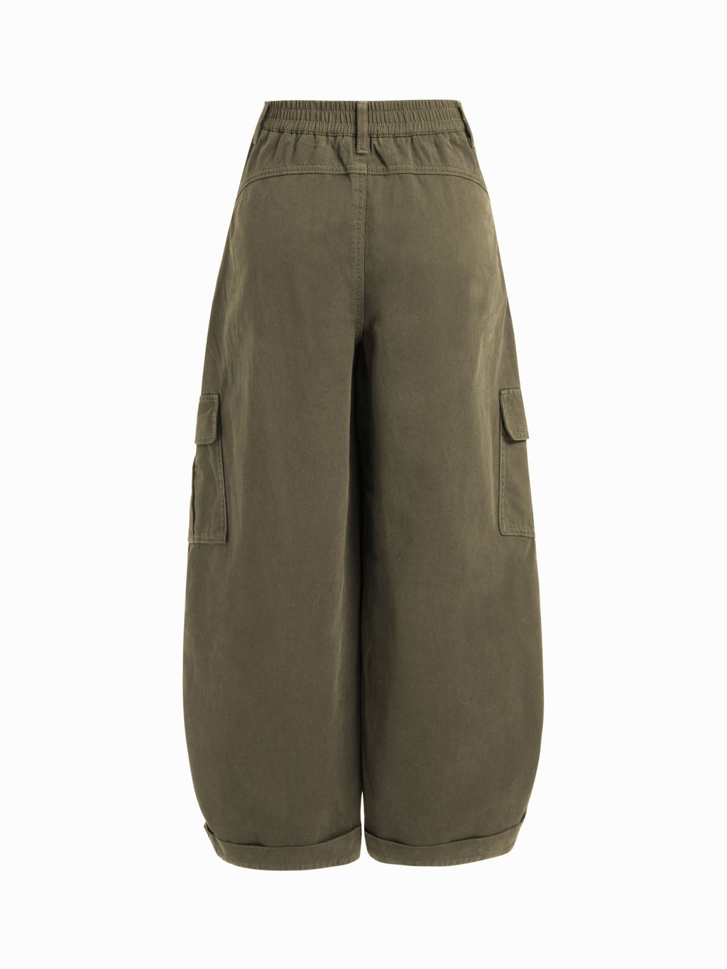 Cotton-blend Mid Rise Pocket Barrel-leg Trousers