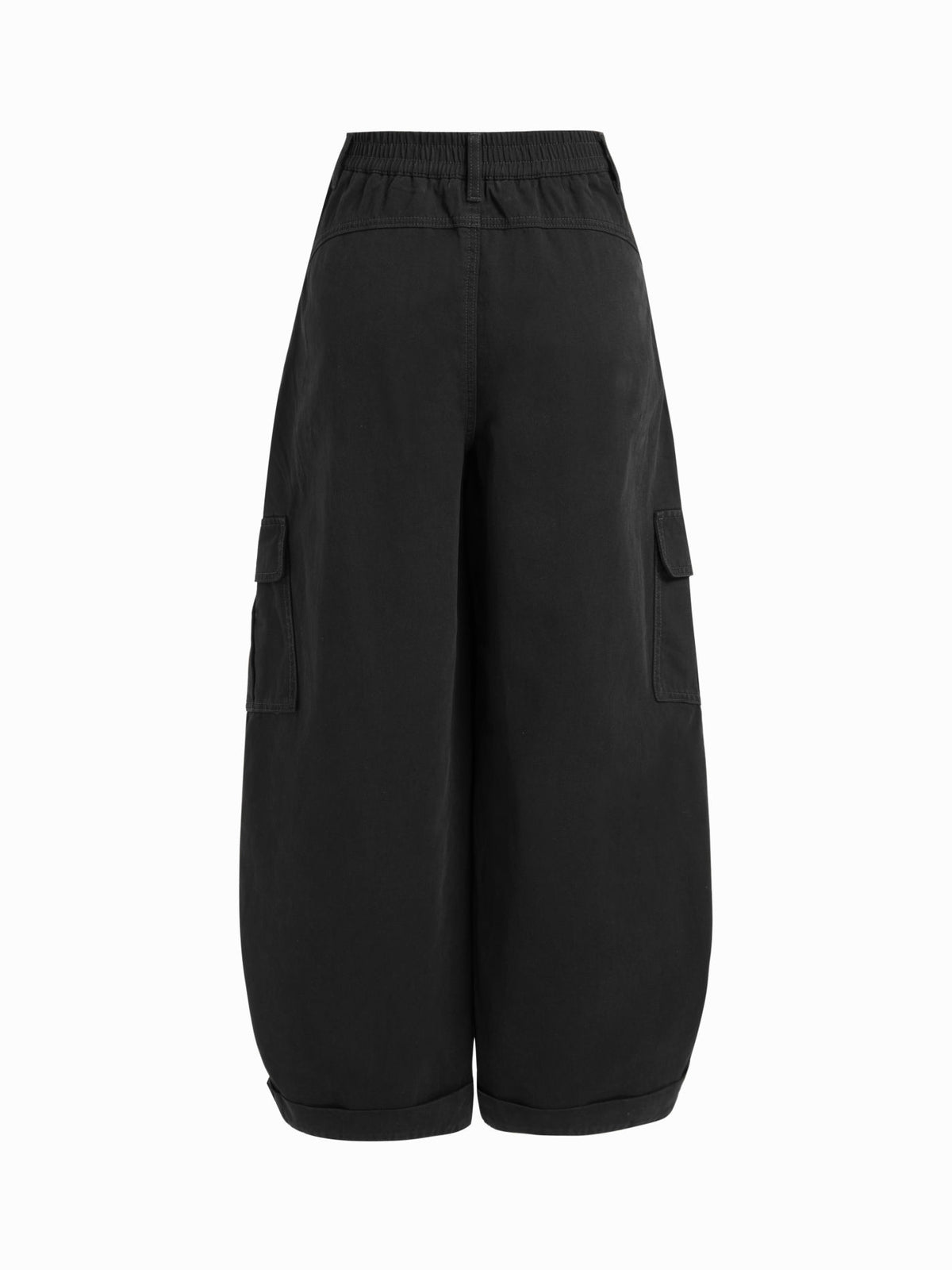 Cotton-blend Mid Rise Pocket Barrel-leg Trousers