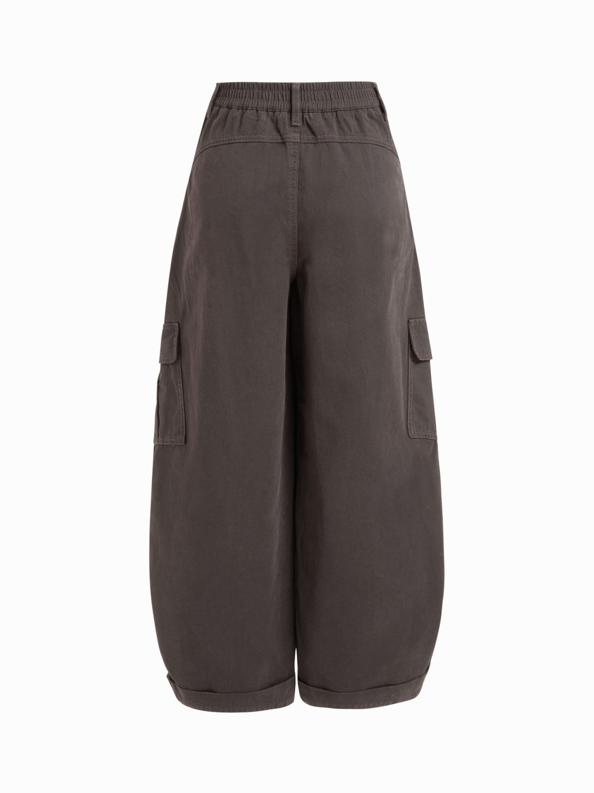 Cotton-blend Mid Rise Pocket Barrel-leg Trousers