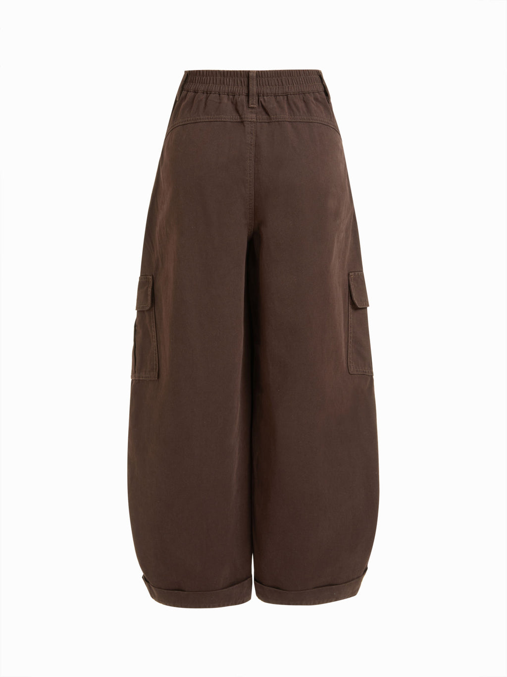 Cotton-blend Mid Rise Pocket Barrel-leg Trousers