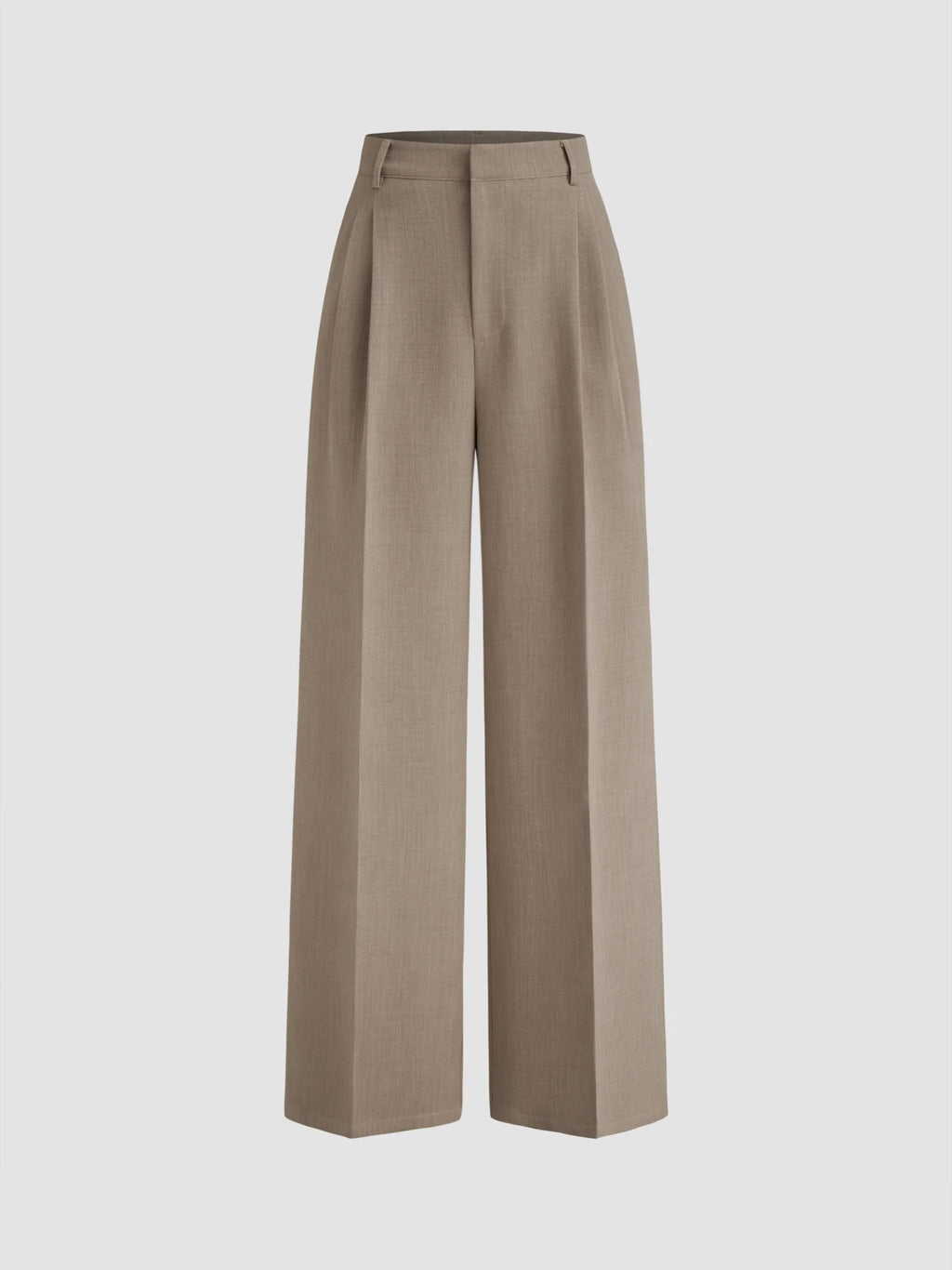 Mid Rise Pleated Wide Leg Trousers