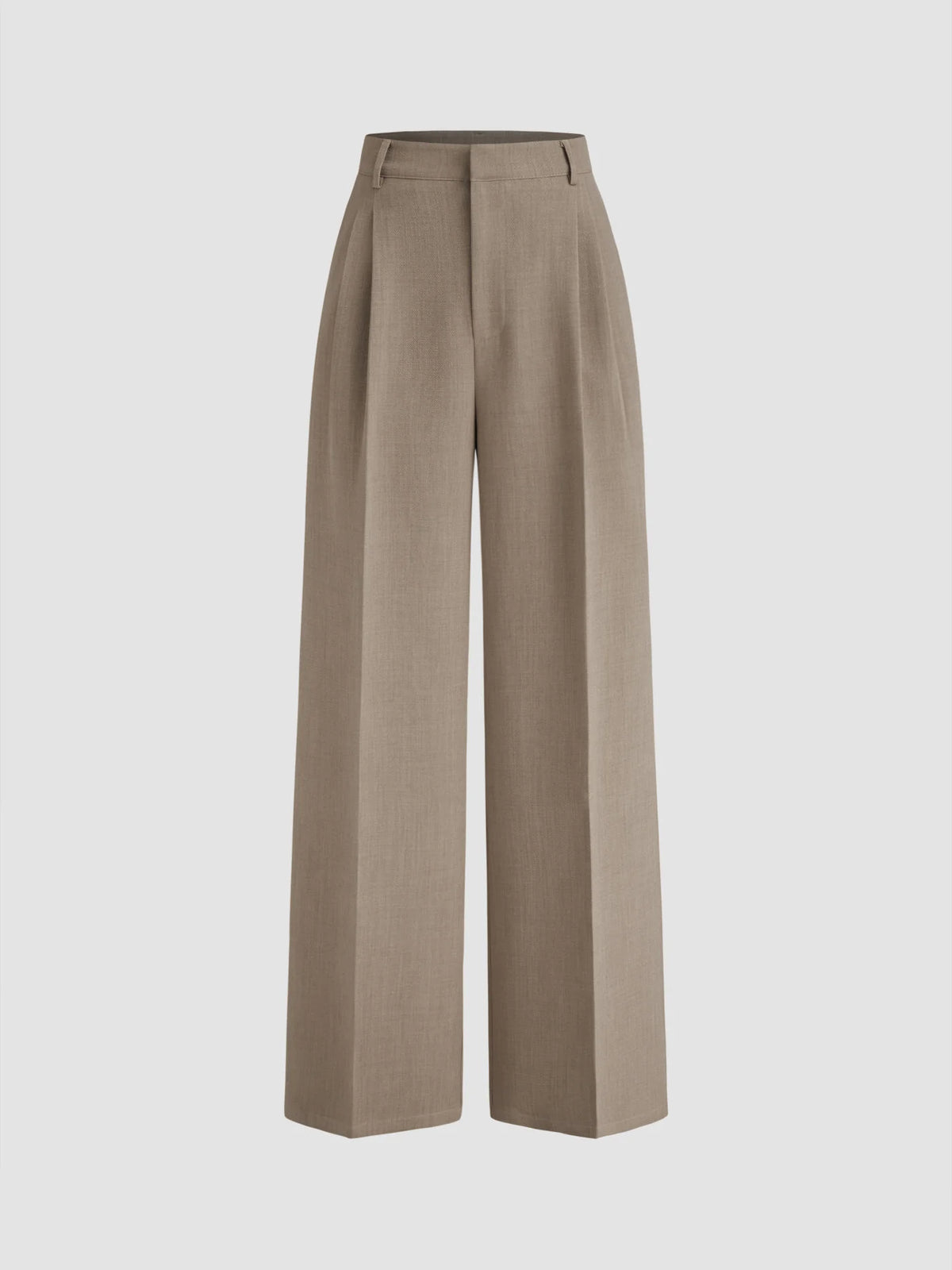 Mid Rise Pleated Wide Leg Trousers