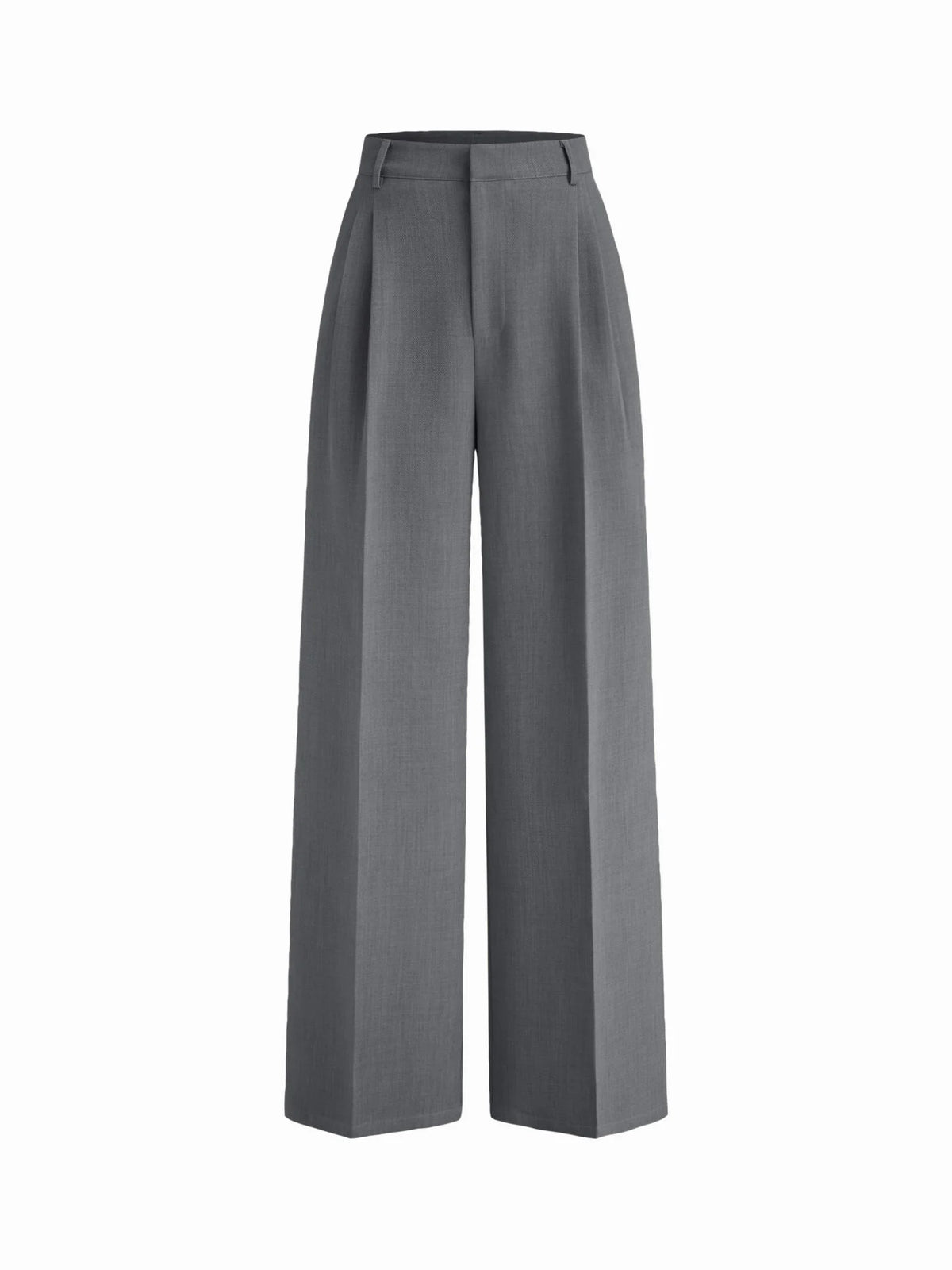 Mid Rise Pleated Wide Leg Trousers