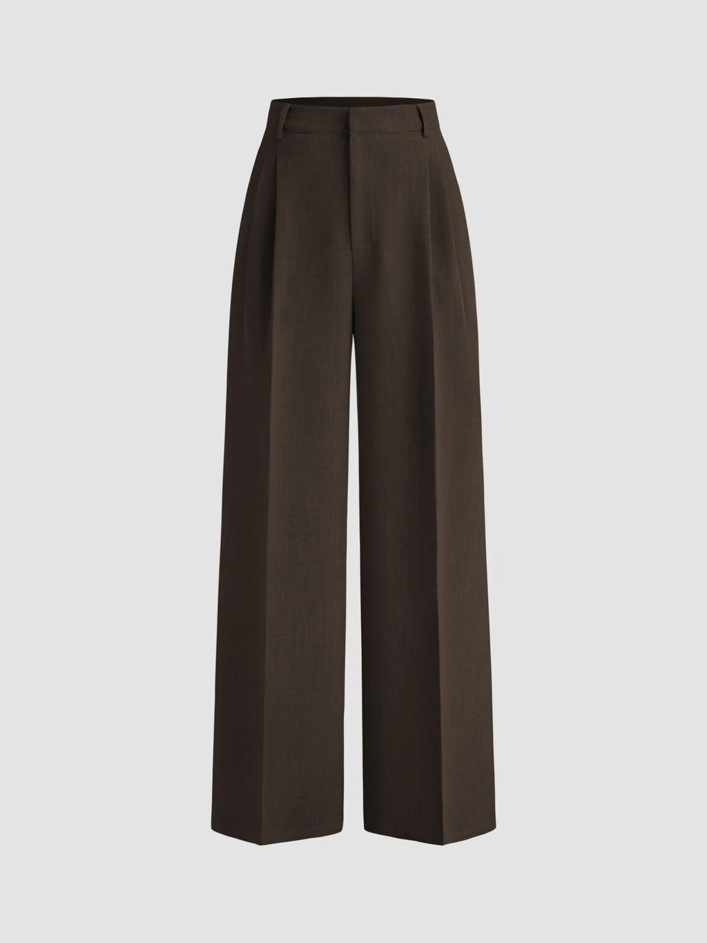 Mid Rise Pleated Wide Leg Trousers