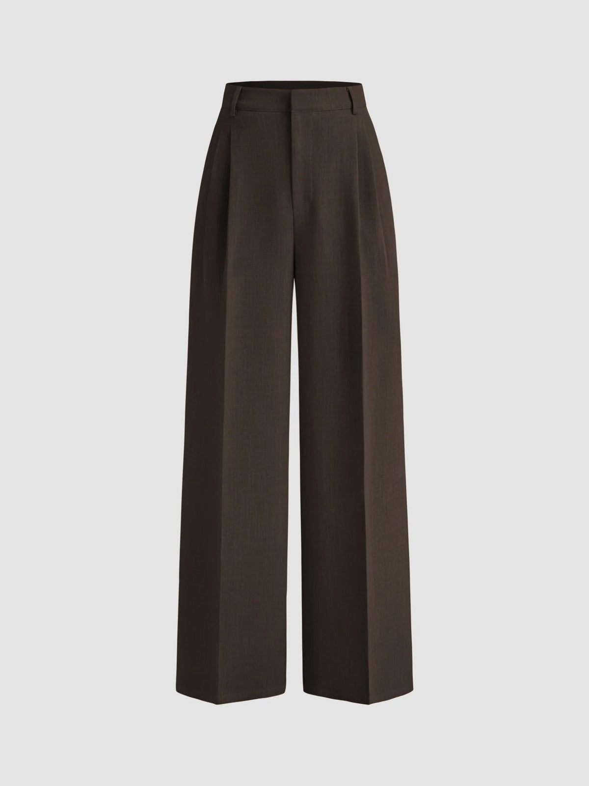 Mid Rise Pleated Wide Leg Trousers