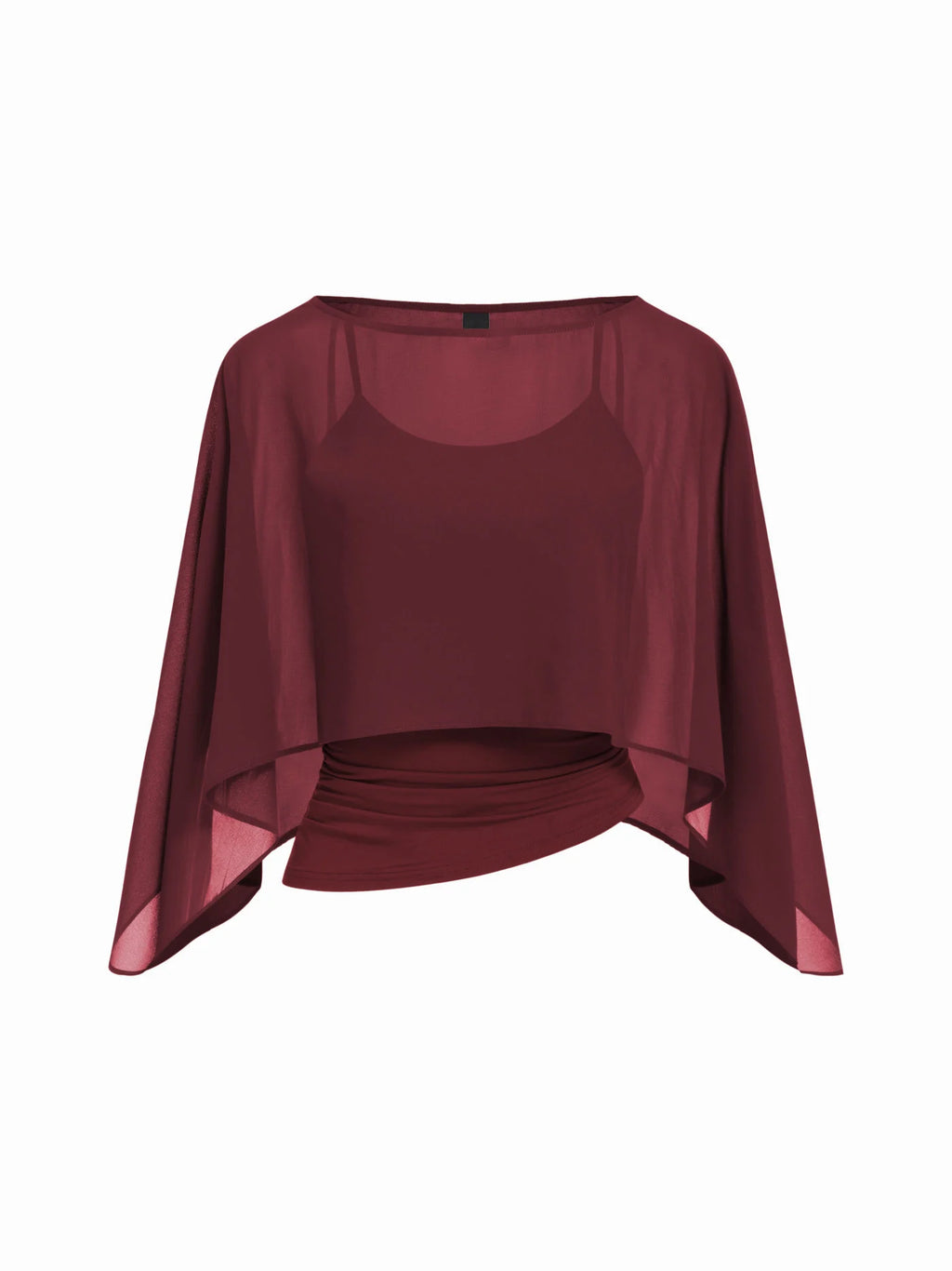 Ruched Cami Top & Chiffon Boat Neck Cape
