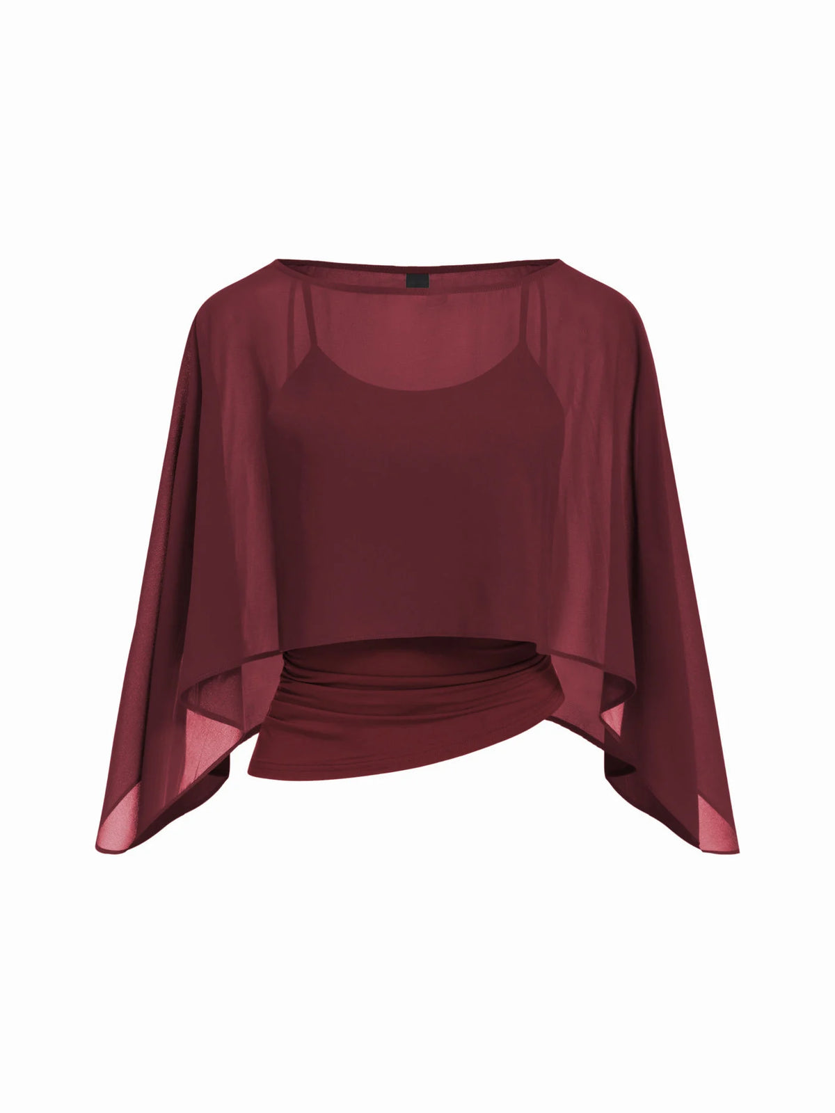 Ruched Cami Top & Chiffon Boat Neck Cape