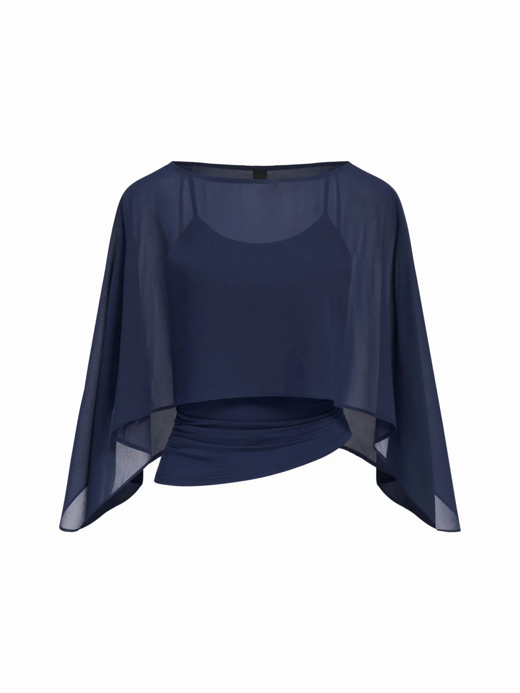Ruched Cami Top & Chiffon Boat Neck Cape