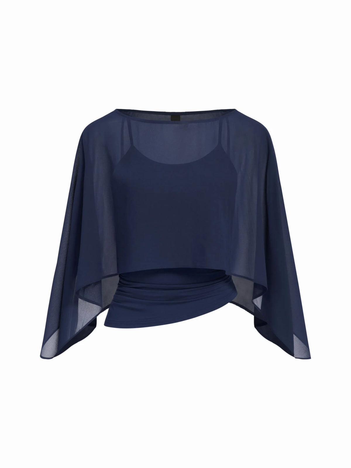 Ruched Cami Top & Chiffon Boat Neck Cape