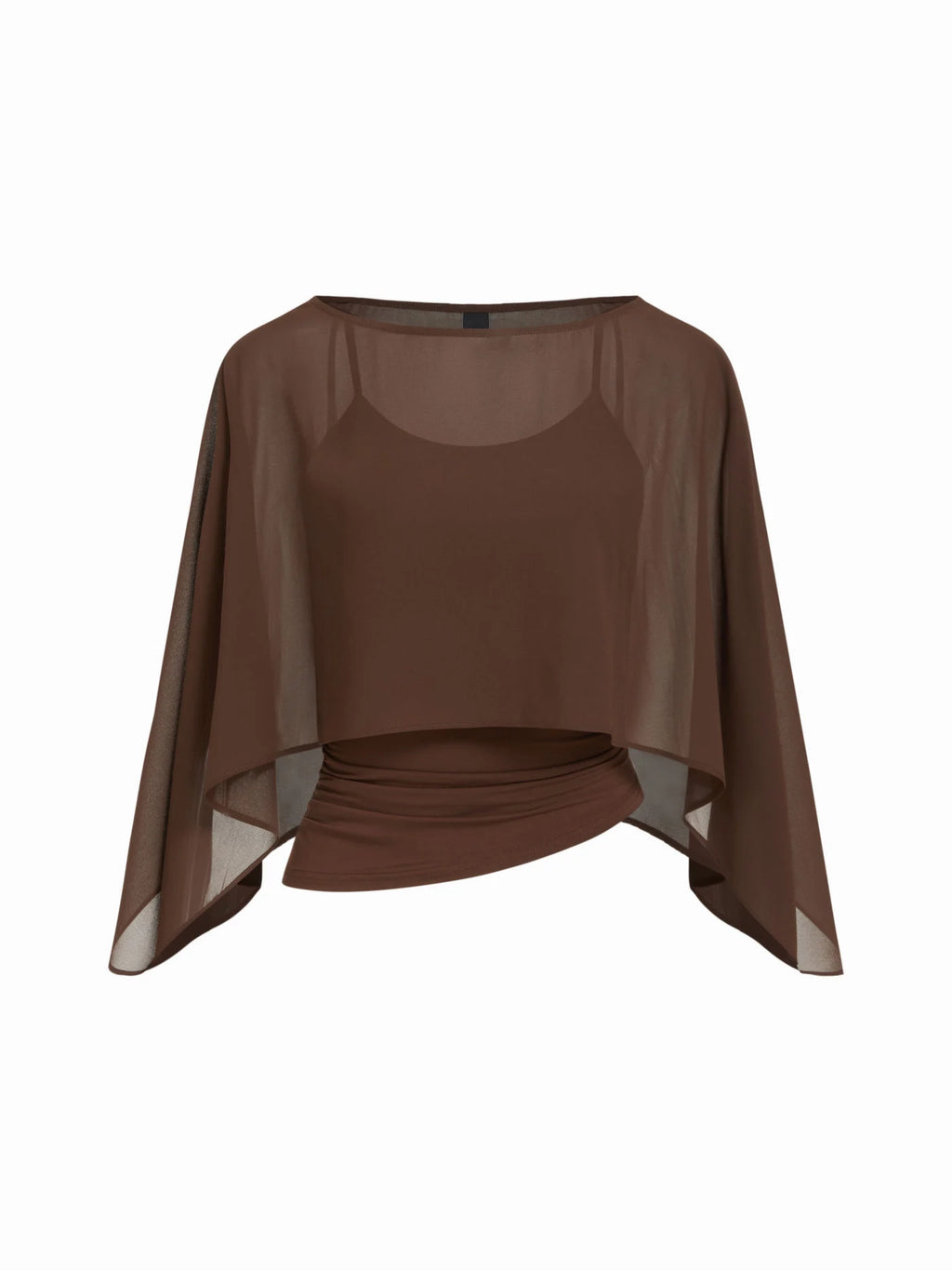 Ruched Cami Top & Chiffon Boat Neck Cape