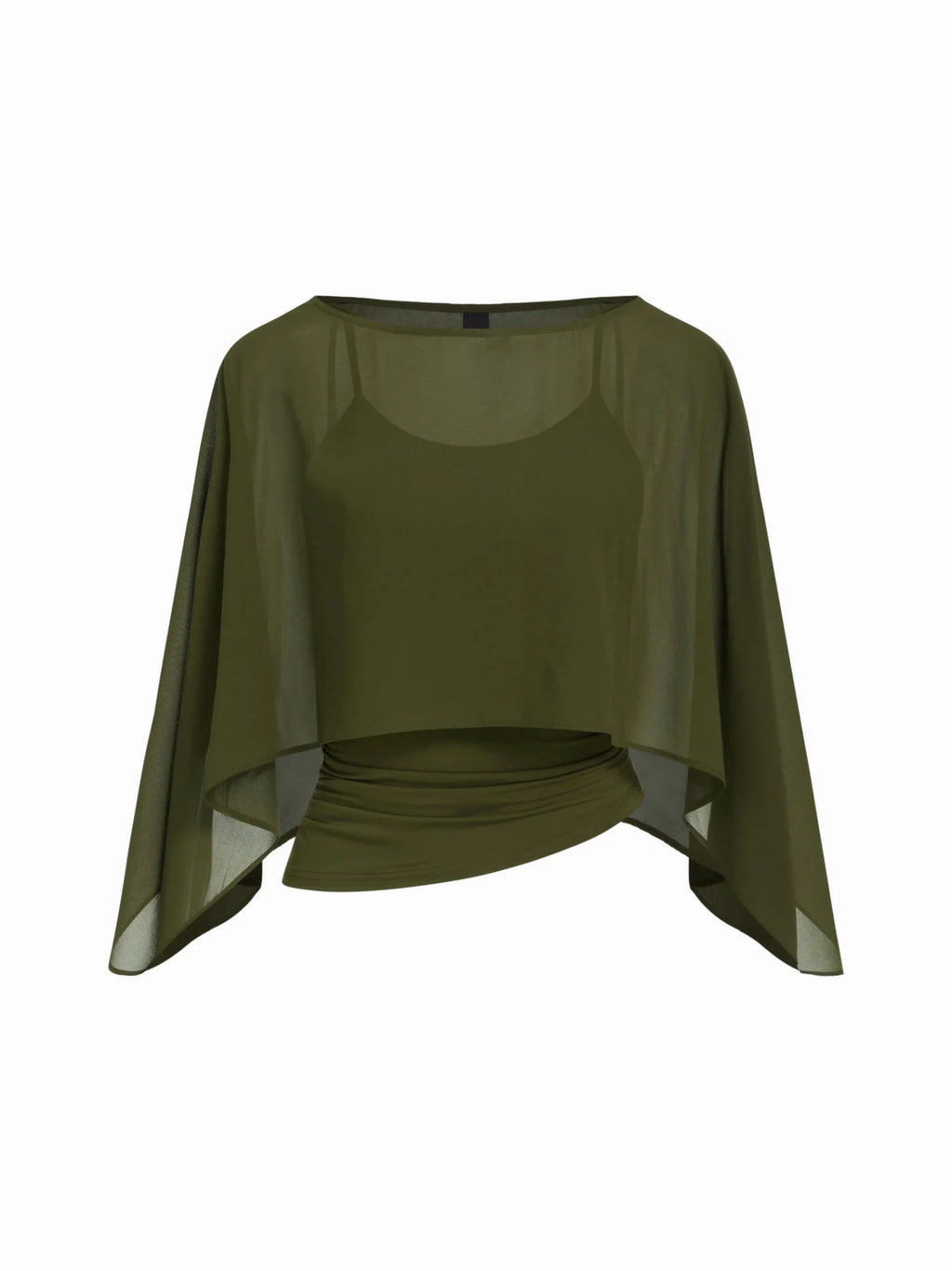 Ruched Cami Top & Chiffon Boat Neck Cape