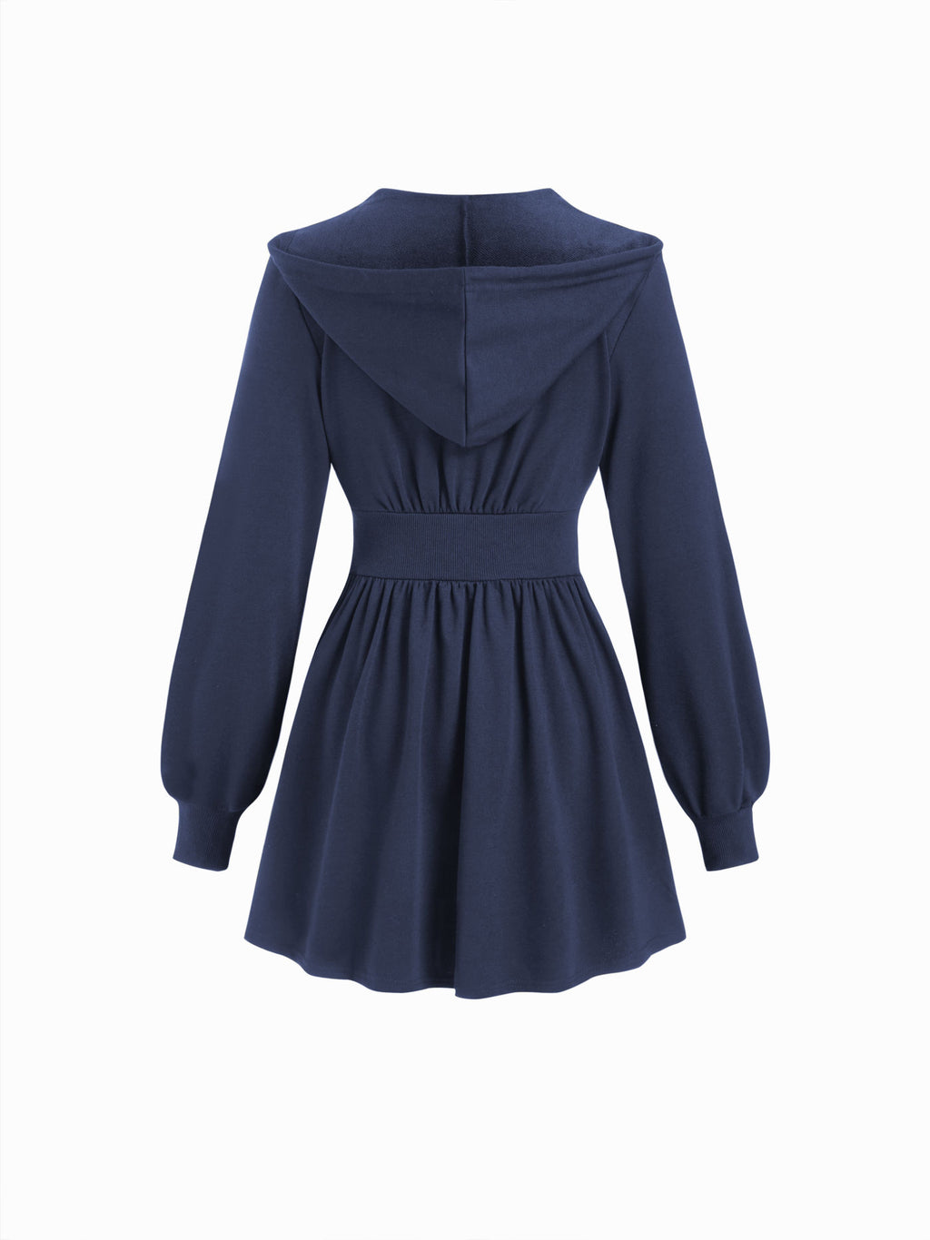 Cotton-blend Hooded Lantern Sleeve Ruched Sweatshirt Mini Dress
